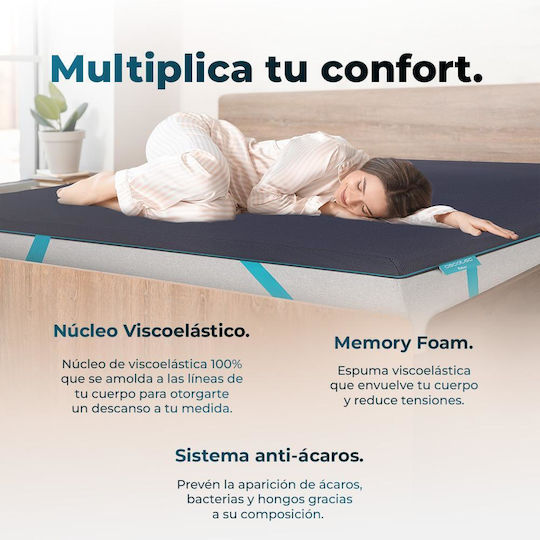 Flow Topserenity Matratzentopper 100% Viskoelastisch 5cm 4 Elastische Bänder Abnehmbarer Bezug 190 x 90 x 5 cm Cec-07373 Cecotec