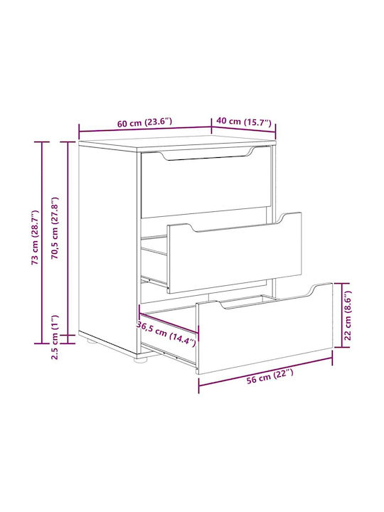 Vidaxl Sideboard Visnes Μαύρο 60x40x73 Cm Ξύλο Μηχανής