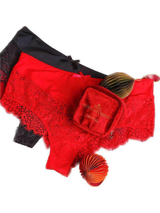 Γυναικείο Slip με Δαντέλα Rojo