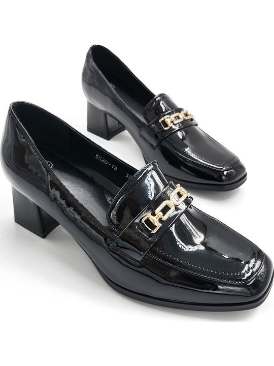 Patent Leather Women's Loafers in Black Color
