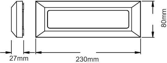 Aca Επιτοίχια Εξωτερική Πλαφονιέρα LED IP65 4W με Θερμό Λευκό Φως 23x80x8εκ.