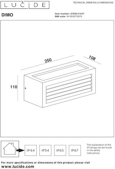 Lucide Lightning Dimo Wall-Mounted Outdoor Lighting Brown Lucide Lightning Dimo Wall-Mounted Outdoor Lighting Brown