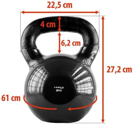 HMS KNV28 Kettlebell Vinyl 28kg Schwarz