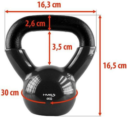 HMS KNV04 Kettlebell από Μαντέμι 4kg Μαύρο