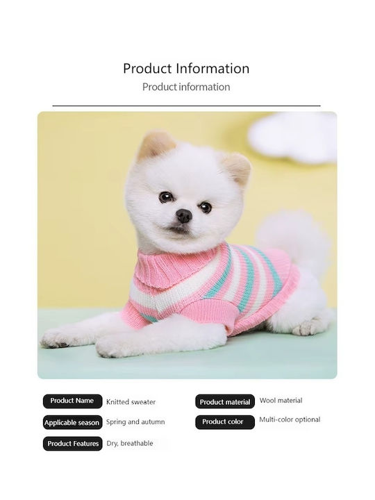 Pulover Tricotat pentru Animale de Companie Roz M L14-20xW28xH20cm