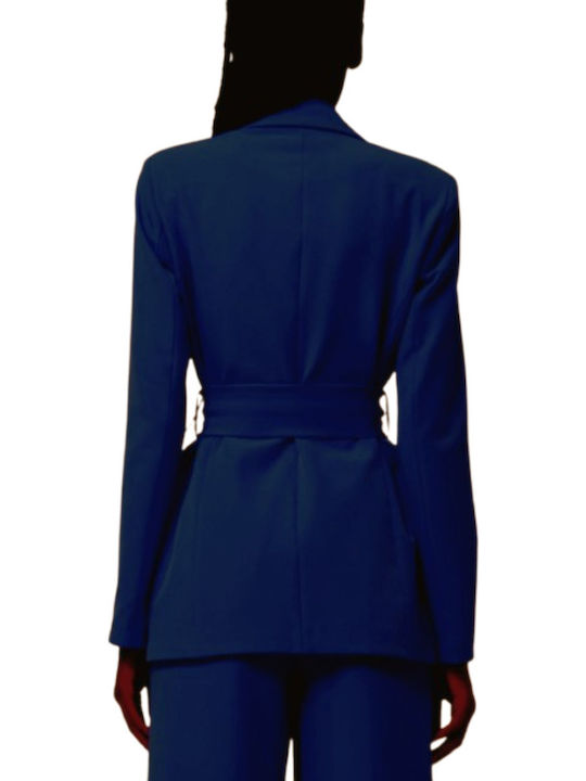 Fracomina Μακρύ Γυναικείο Σακάκι Dark Blue