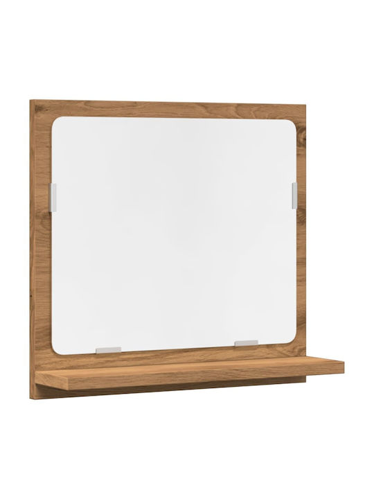 vidaXL Bathroom Mirror with Shelf & Cabinet 40x11cm Brown