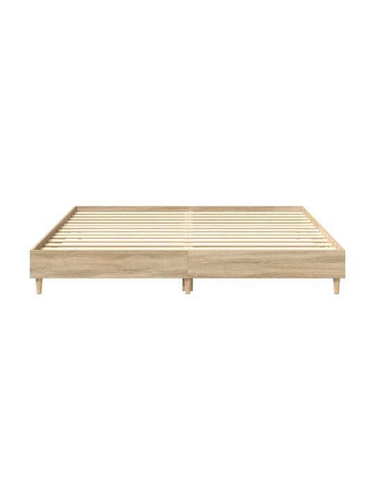Vidaxl Bed Frame Without Mattress 180x200cm Engineered Wood 1 Piece Double Brown