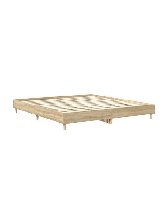 Vidaxl Bed Frame Without Mattress 180x200cm Engineered Wood 1 Piece Double Brown