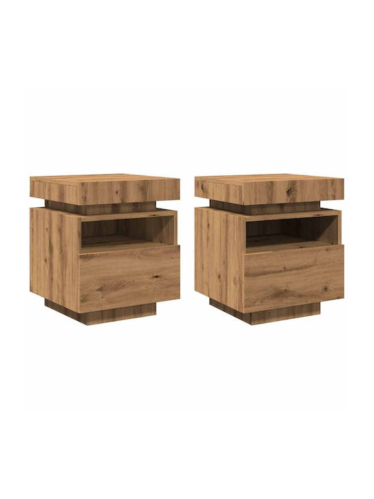 Κομοδίνα Ξύλινα Artisan Oak 2τμχ 40x39x48.5cm
