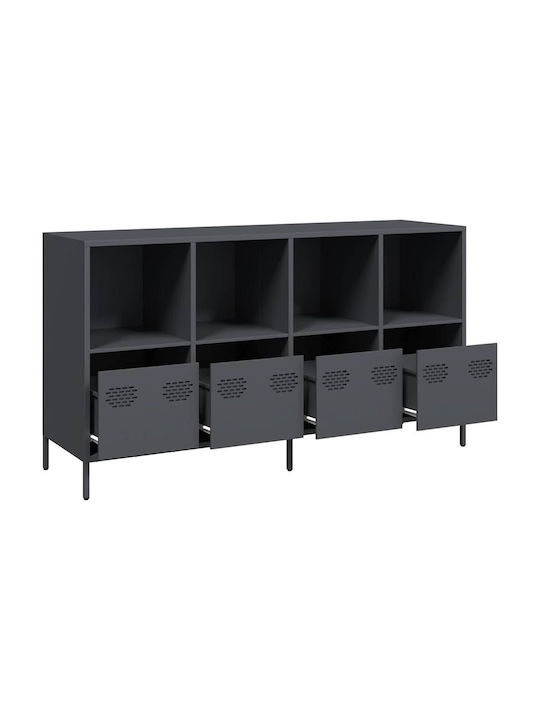 Sideboard made of Metal with Drawers Charcoal 135x39x73.5cm