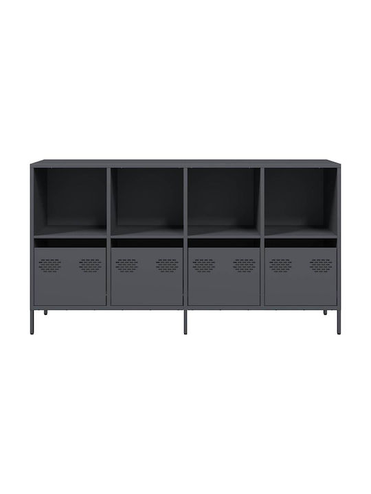 Sideboard made of Metal with Drawers Charcoal 135x39x73.5cm