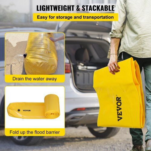 Vevor Flood Bag 24 Ft X 12 In Reusable PVC Waterproof Tubes Yellow F24ft20in12in1ocov0