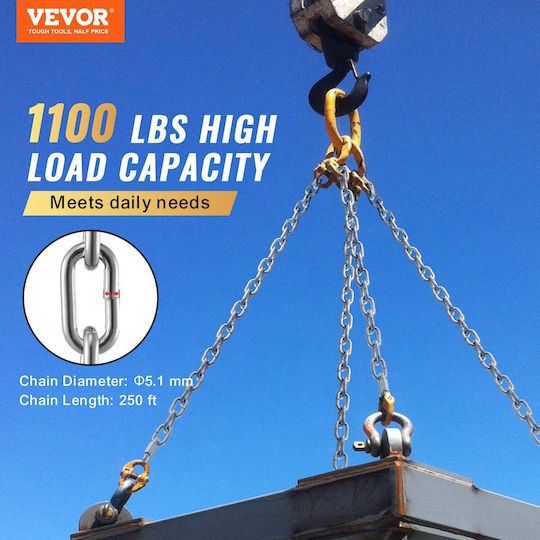 Vevor Αλυσίδα Σκάφους Γαλβανιζέ 2m και Βάρος 35.9kg