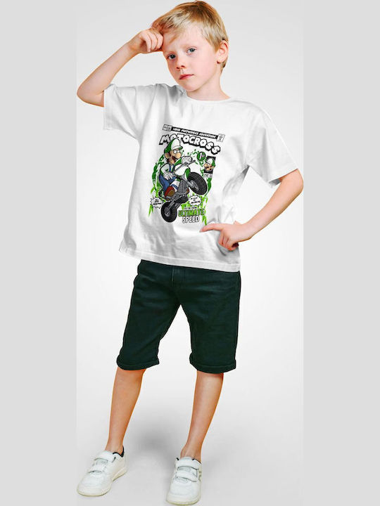 Παιδικό T-shirt White Luigi Motocross
