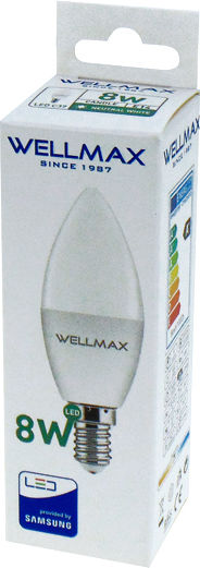 Wellmax LED Bulb 8W for Socket E14 and Shape C37 Natural White 600lm