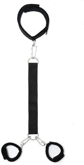 Rimba Soft Collar With Strap To Soft Handcuffs Σετ για Δέσιμο Λαιμού & Άκρων σε Μαύρο Χρώμα