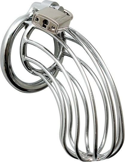 Rimba Male Chastity Device With Padlock Penis Cage in Silver Color