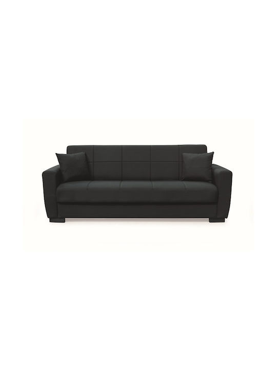 Anima Three-Seater Couch Bed with Storage Space Black 210x80x36 cm