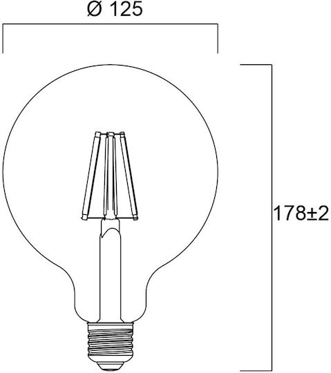 Sylvania Λάμπα LED 8W 125mm για Ντουί E27 και Σχήμα G120 Θερμό Λευκό 1055lm