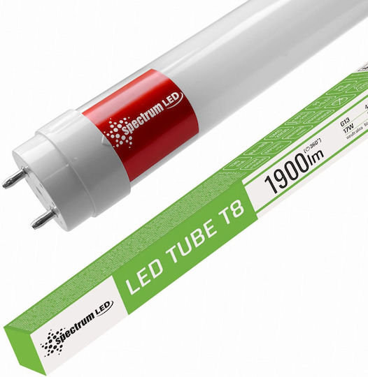 Spectrum LED Bulb 17W Fluorescent Type 120εκ. for Socket G13 and Shape T8 Natural White