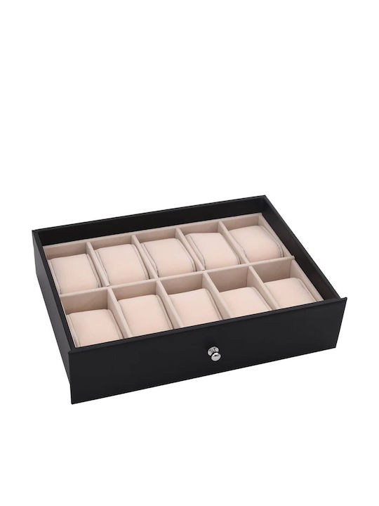 vidaXL Metallic Jewellery Box with Drawer Black 29x20.5x40.5cm