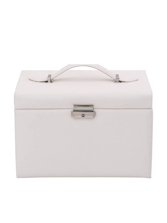 vidaXL Travel Jewellery Box Velvet with Mirror White 22.5x17.5x16.5cm