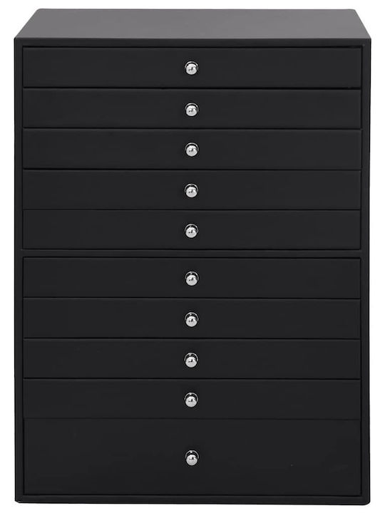 vidaXL Metallic Jewellery Box with Drawer Black 29x20.5x40.5cm