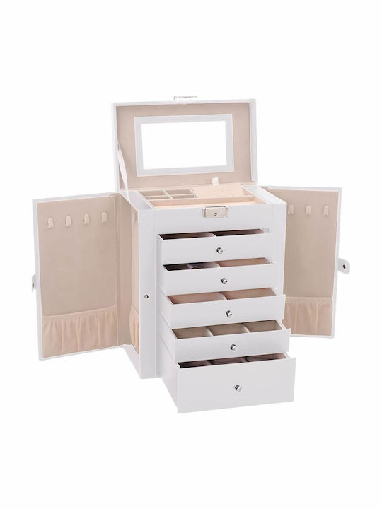 vidaXL Velvet Jewellery Box with White Mirror