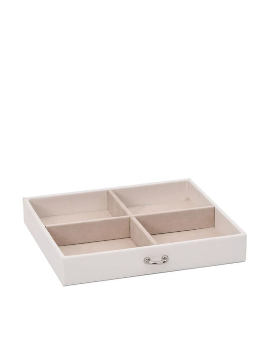vidaXL Travel Jewellery Box Velvet with Mirror White 22.5x17.5x16.5cm