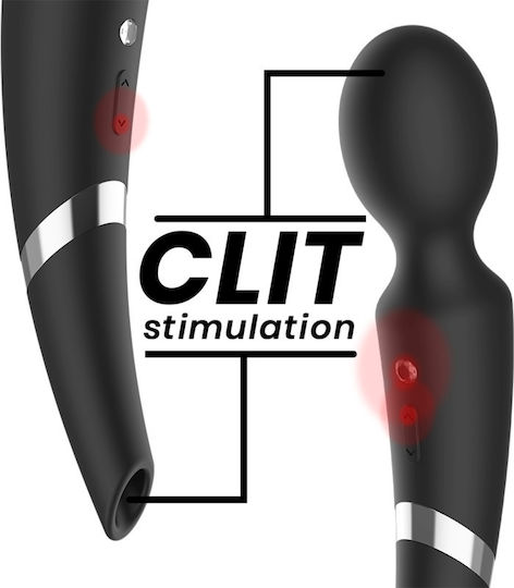 Masajator din silicon reîncărcabil Black&Silver Beck cu funcție de aspirație, negru