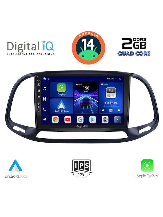 Digital IQ Car Audio System for Opel Combo Fiat Doblo 2015-2018 (Bluetooth/USB/AUX/WiFi/GPS/Apple-Carplay/Android-Auto) with Touch Screen 9"