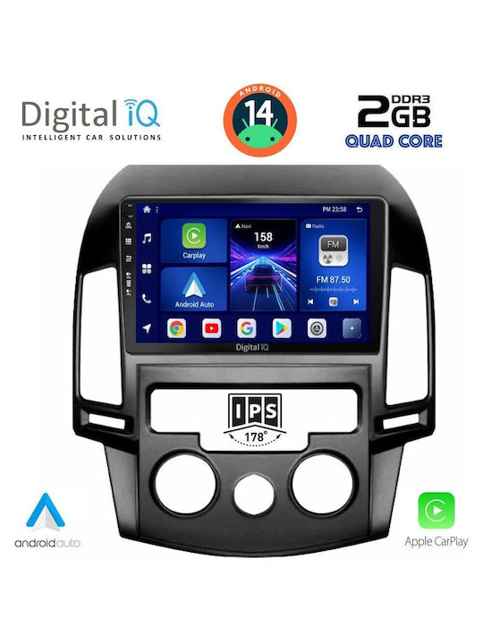 Digital IQ Car Audio System for Hyundai i30 2007-2012 with A/C (Bluetooth/USB/AUX/WiFi/GPS/Apple-Carplay/Android-Auto) with Touch Screen 9"