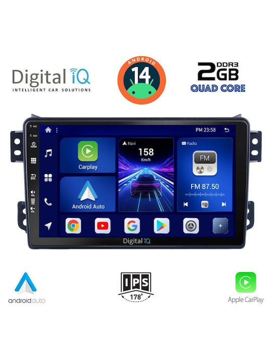 Digital IQ Car Audio System for Opel Agila Suzuki Splash 2008 (Bluetooth/USB/AUX/WiFi/GPS/Apple-Carplay/Android-Auto) with Touch Screen 9"