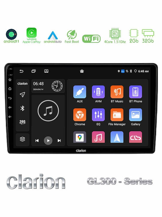 Clarion Car Audio System for Nissan Micra 2011-2014 (Bluetooth/USB/AUX/WiFi/GPS) with Touch Screen 9"