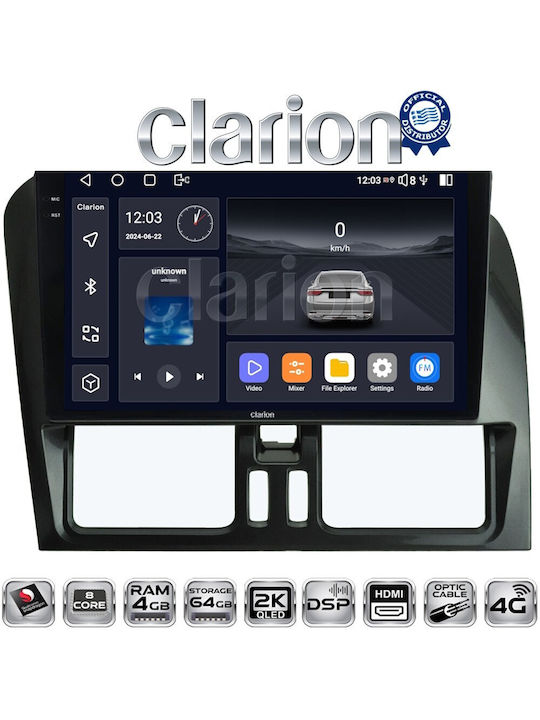 Clarion Car Audio System for Volvo XC 60 2009-2017 (Bluetooth/USB/WiFi/GPS/Apple-Carplay/Android-Auto) with Touch Screen 9"