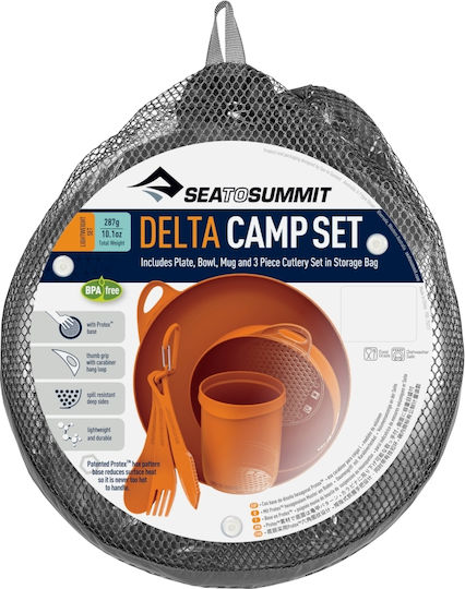 Delta Camp Set Bowl Plate Cup Cutlery Gray