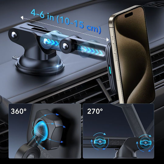 ESR Car Mobile Mount with Magnet and Wireless Charging MagSafe Black