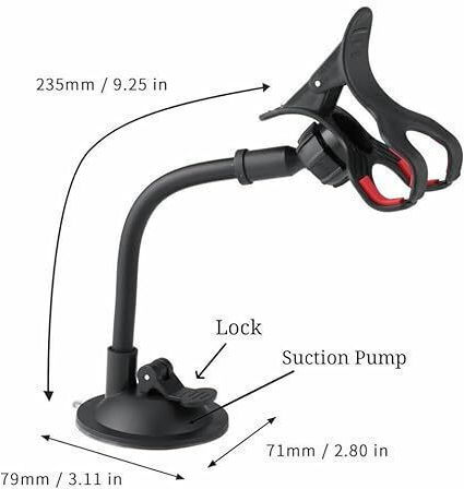 Soft Tube Holder Car Mobile Mount with Clip-Peg Black