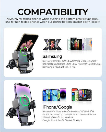 Joyroom Suport Auto Pentru Telefon Mobil 4.7" - 6.8" Cu Cârlige Reglabile Negru