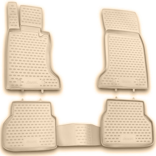 Novline Set of Front and Rear Mats 4pcs Tray Type for BMW Series 5 2002-2009 Beige