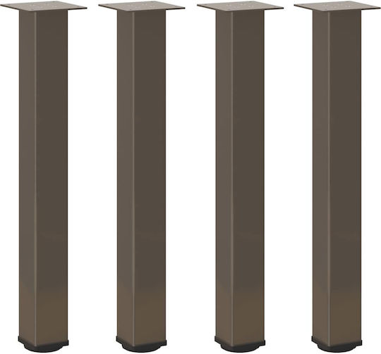 vidaXL Metallic Furniture Leg 4 Pieces Suitable for Table / Coffee Table / Office 72cm Brown
