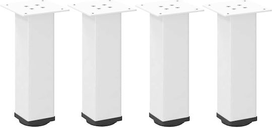 vidaXL Metallic Furniture Foot 4 Pieces Suitable for Table / Coffee Table 14x14x32cm White