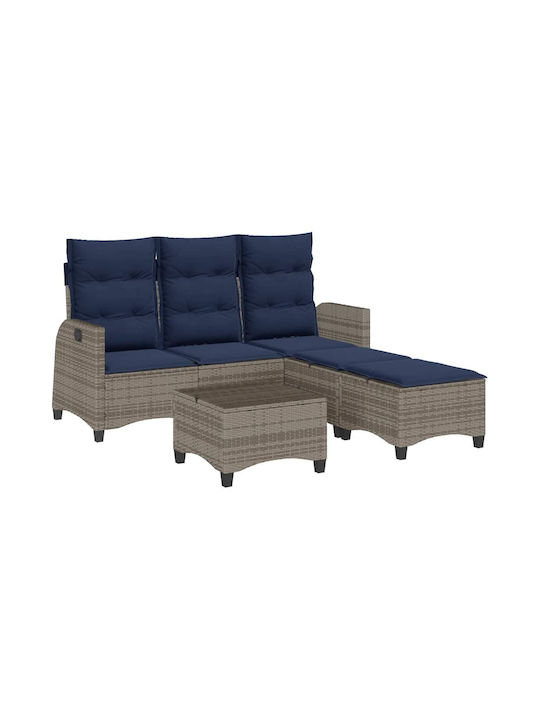 Set Outdoor Living Room with Cushions Grey 3pcs