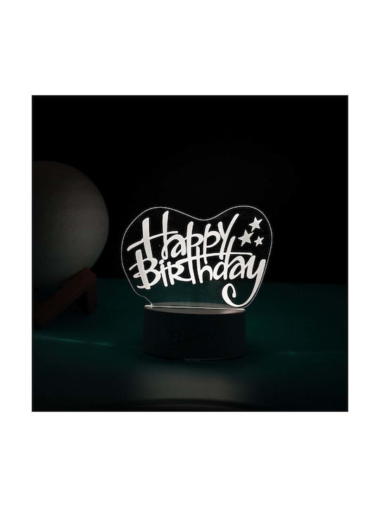 Happy Birthday Декоративна Лампа 3D илюзия Бял