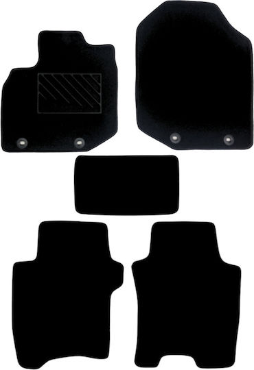 Autopataki Satz Vorder- und Hintermatten 5Stück aus Teppichboden für Honda Jazz 2008-2013 Schwarz