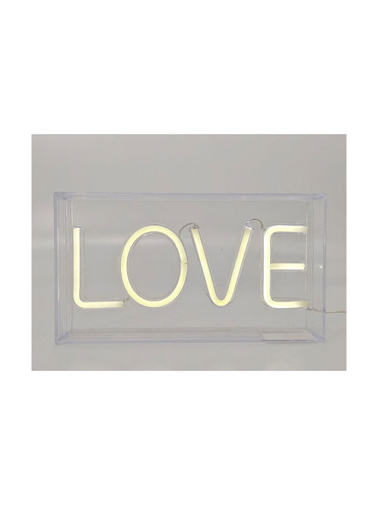 Semn decorativ I-total din plastic acrilic 23x13 cm, lumină neon LED, Love Xl2762