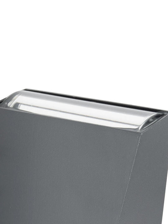 GloboStar Triande Wall-Mounted Outdoor LED Ceiling Lamp IP65 10W with Natural White Double Beam Light 8.5x8.5x20cm Anthracite