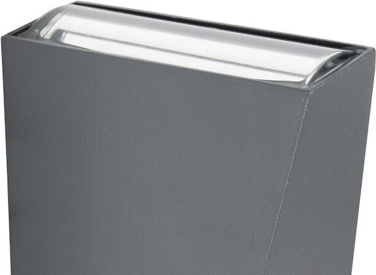 GloboStar Triande Επιτοίχια Εξωτερική Πλαφονιέρα LED IP65 10W με Φυσικό Λευκό Φως Διπλής Δέσμης 8.5x8.5x20εκ. Ανθρακί