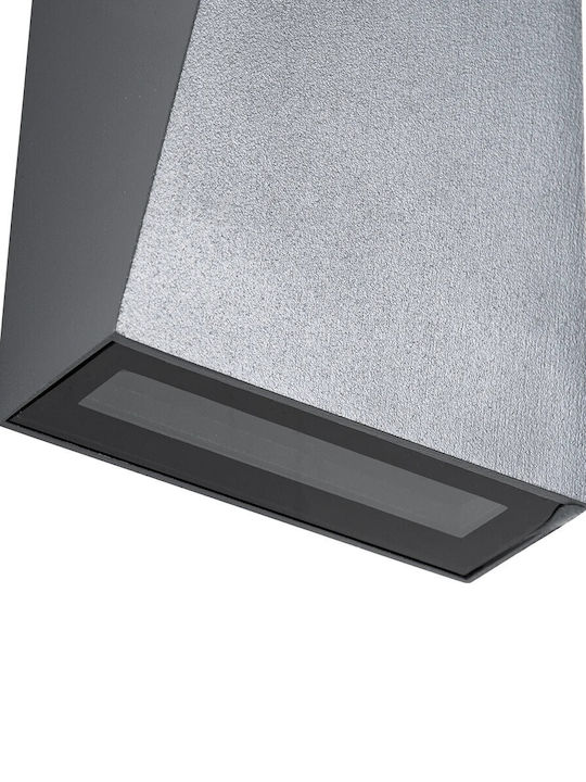 GloboStar Triande Wall-Mounted Outdoor LED Ceiling Lamp IP65 10W with Natural White Double Beam Light 8.5x8.5x20cm Anthracite